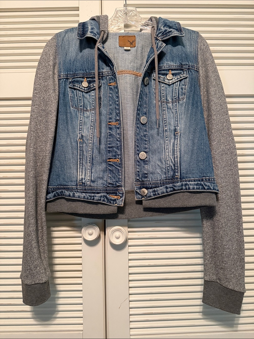 AMERICAN EAGLE OUTFITTERS Combination Blue Denim Jacket / Hoodie